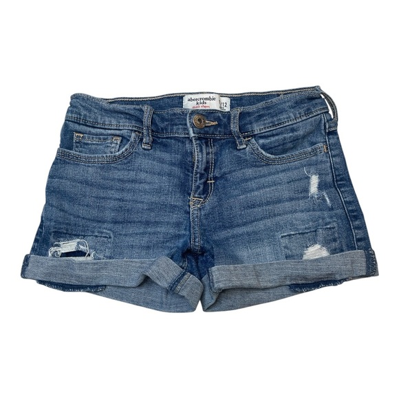 Abercrombie Kids Midi Shorts Medium Wash Distressed Girl’s size 11/12 - Picture 1 of 9